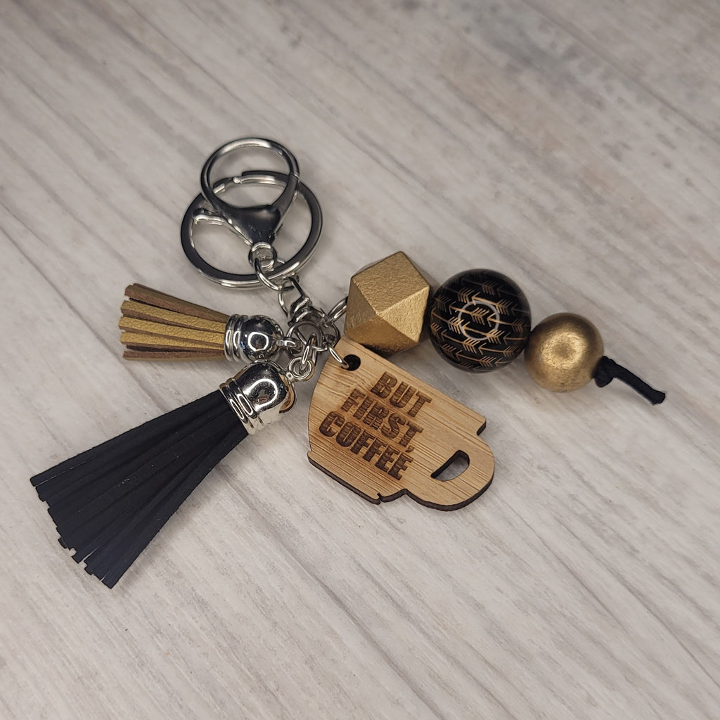 Tassel Keyring - But first coffee
