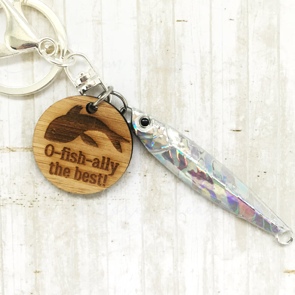 Fishing Keyring - Silver - O-fish-ally