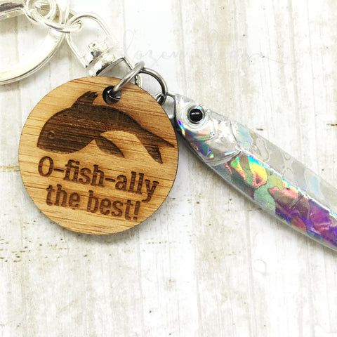 Fishing Keyring - Silver - O-fish-ally