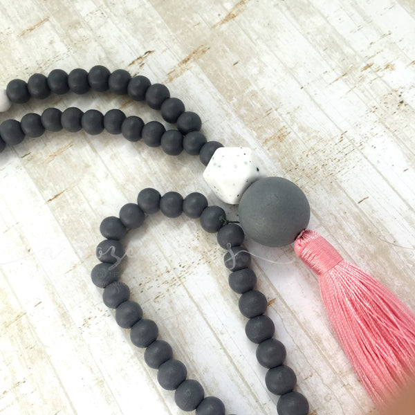 Tassel Necklace - Pink & White Terraces