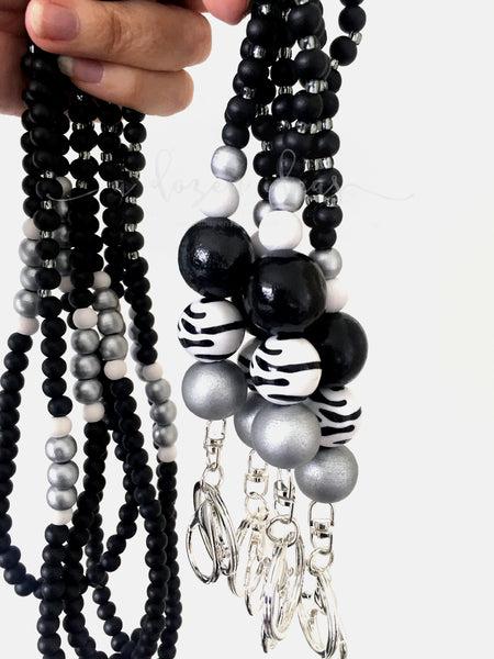 Lanyard - Fenchurch Street - (Fully beaded silver/black)