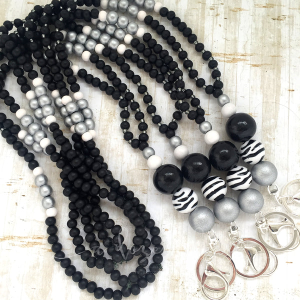 Lanyard - Fenchurch Street - (Fully beaded silver/black)