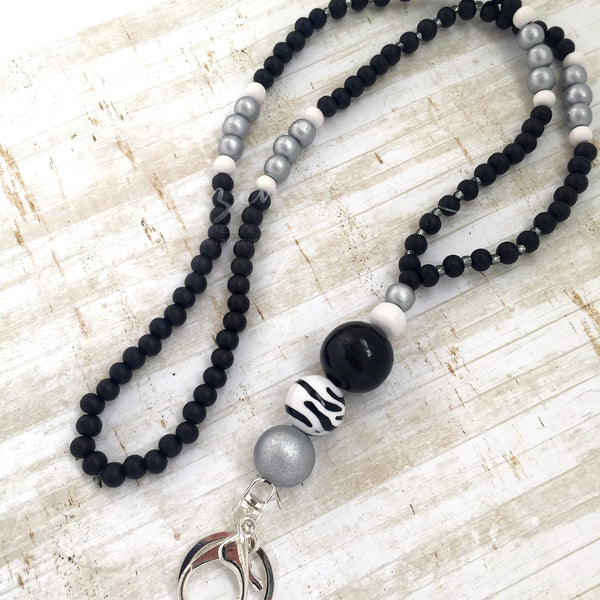 Lanyard - Fenchurch Street - (Fully beaded silver/black)