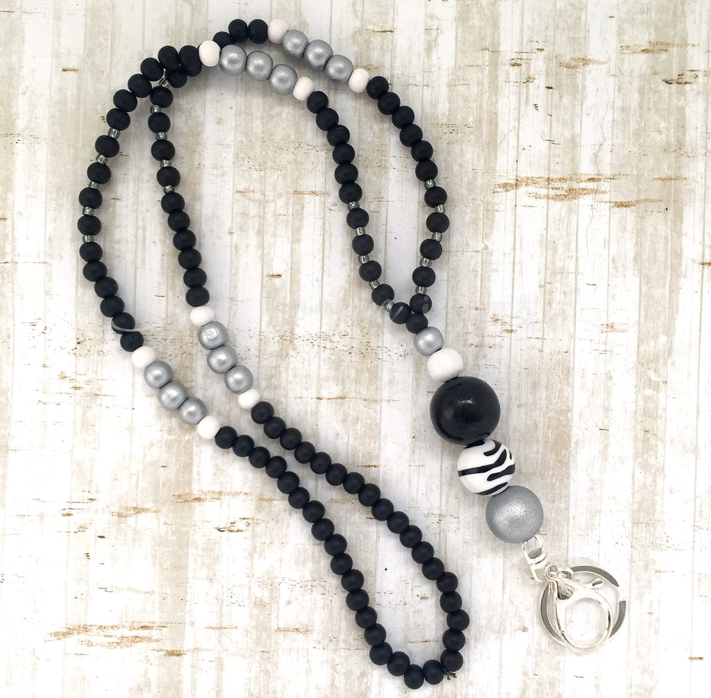 Lanyard - Fenchurch Street - (Fully beaded silver/black)