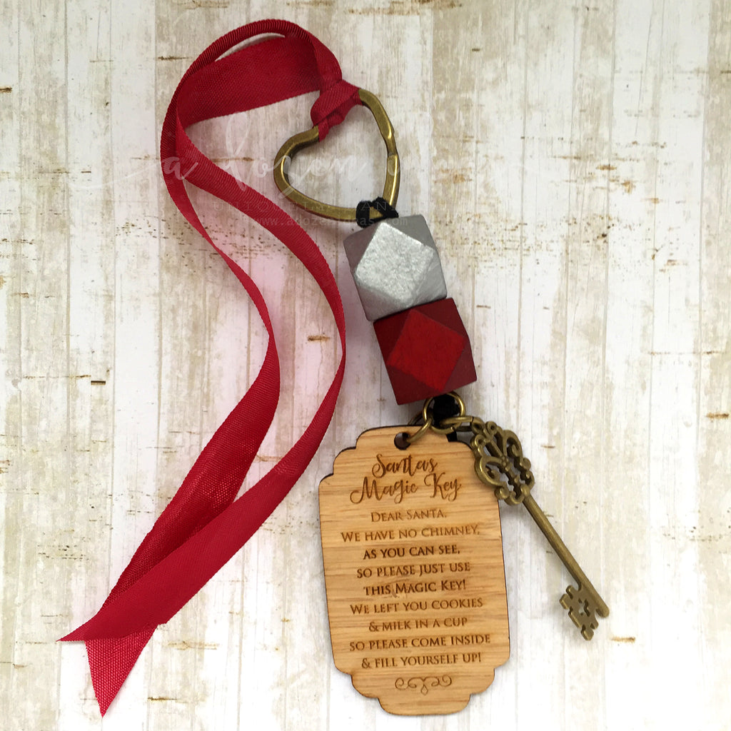 Santa key - Silver bead, large tag