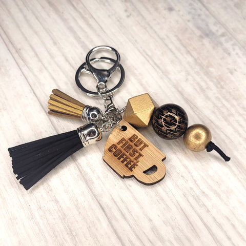 Tassel Keyring - But first coffee