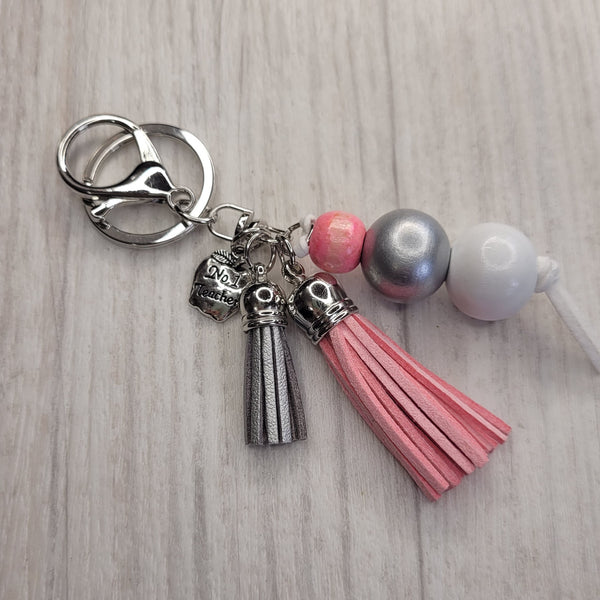 Tassel Keyring - No 1 Teacher - Pink