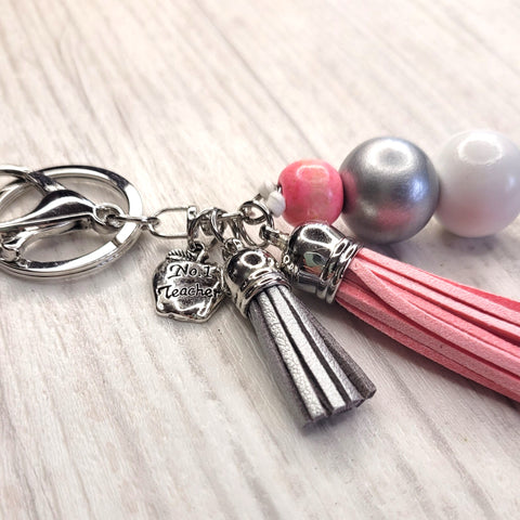 Tassel Keyring - No 1 Teacher - Pink