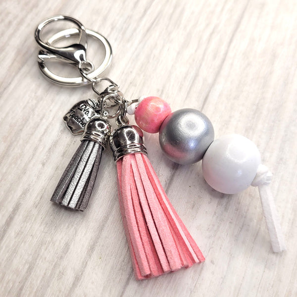 Tassel Keyring - No 1 Teacher - Pink