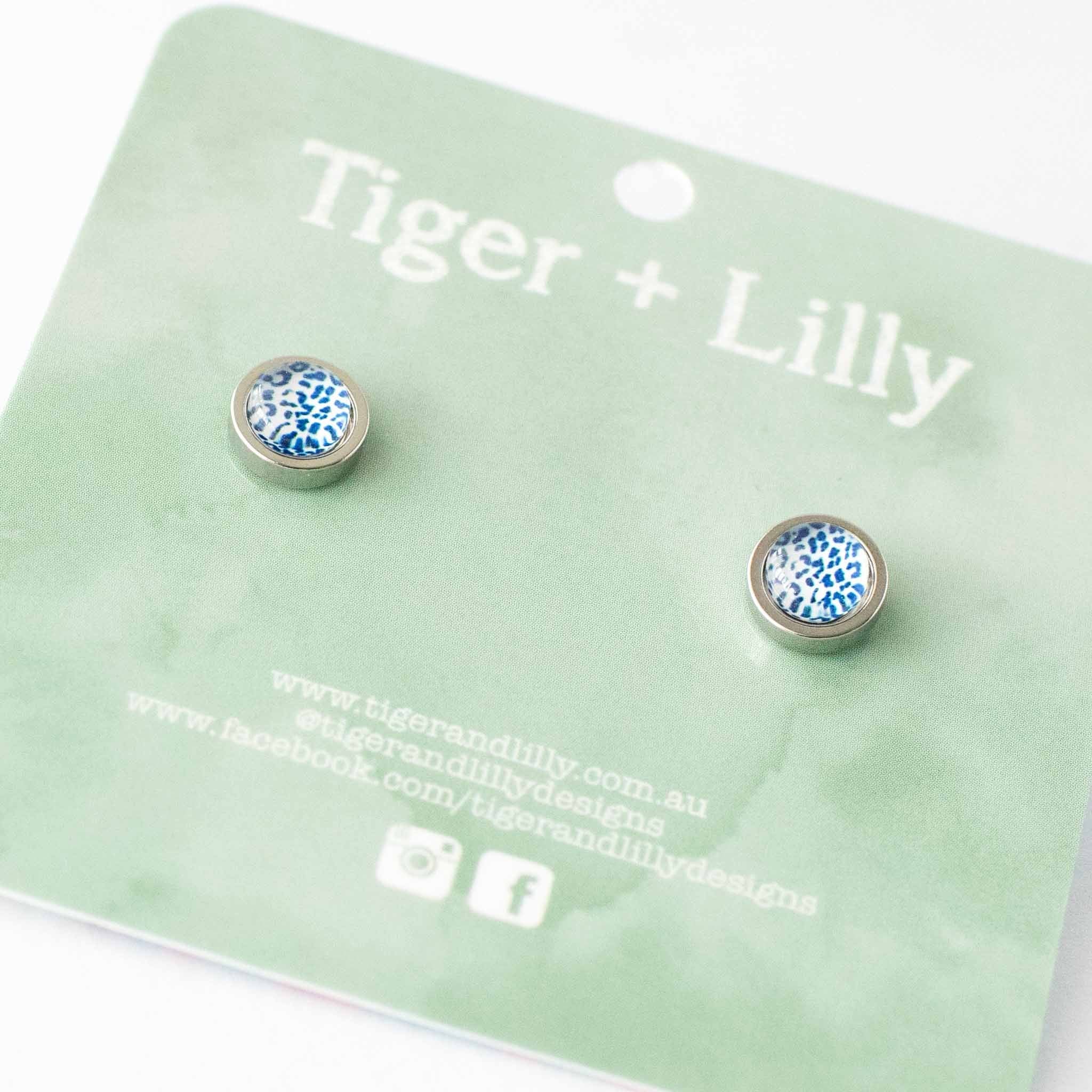 Tiger + Lilly - Blue Leopard - Silver Mini