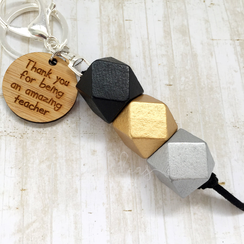 Geo Keyring - Black Walnut - Amazing Teacher version