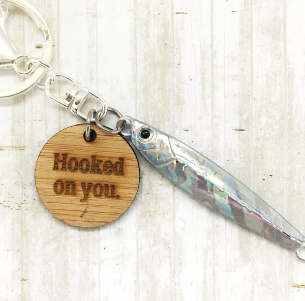 Fishing Keyring - Silver - Hooked on You