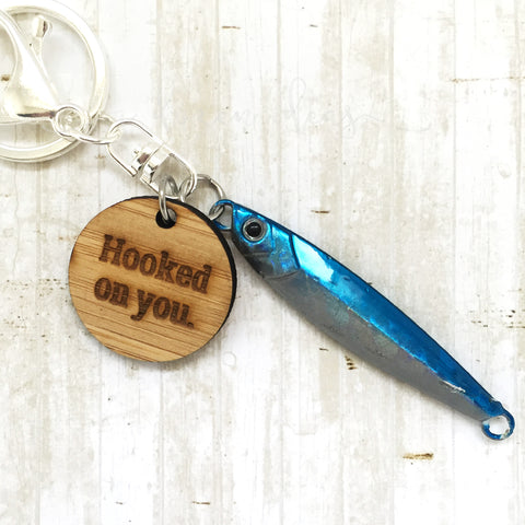 Fishing Keyring - Blue - Hooked on you