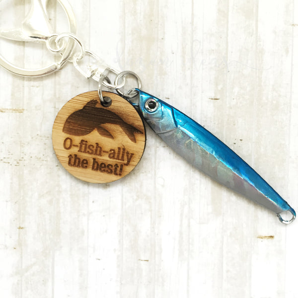 Fishing Keyring - Blue - O-fish-ally the best