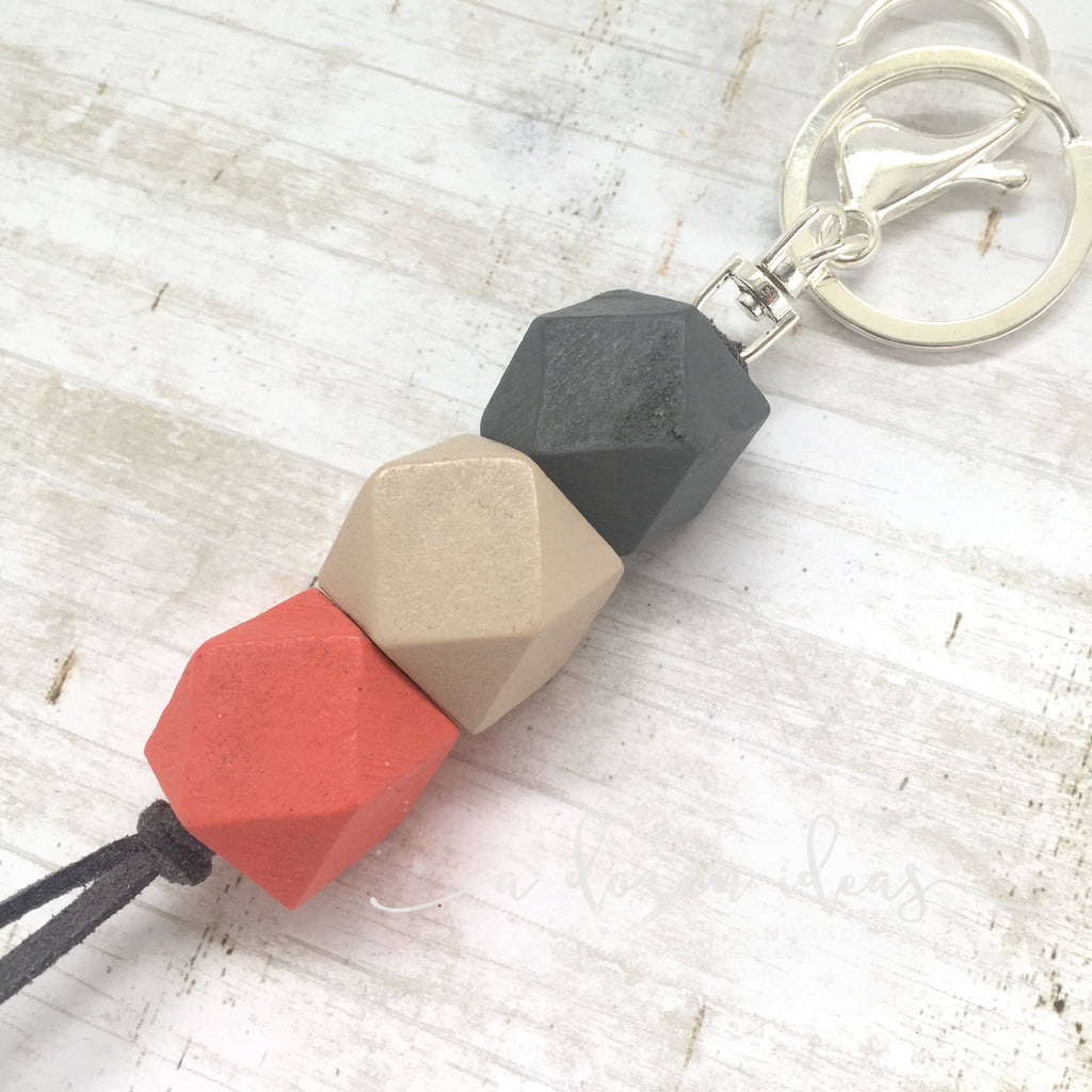 Geo Keyring - Peach Almond