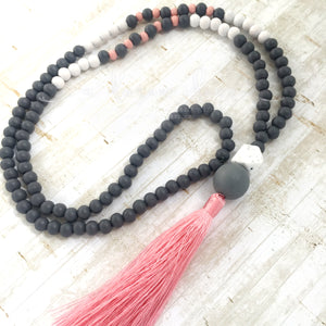 Tassel Necklace - Pink & White Terraces