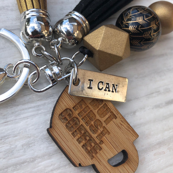 Tassel Keyring - I can, but first coffee