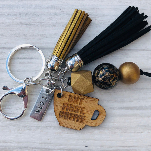 Tassel Keyring - I can, but first coffee