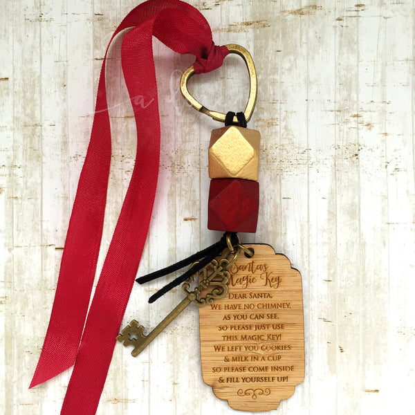 Santa Key - Gold bead, large tag